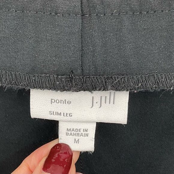 J Jill Ponte Slim Leg Pull On Pants Stretch Elastic Waist Women Medium Black - Picture 3 of 5